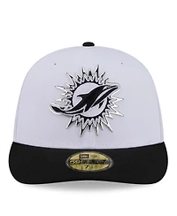 New Era Men's White/Black Miami Dolphins 2026 Nfl Draft Pre-Curved 59FIFTY Fitted Hat