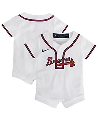 Nike Baby Boys and Girls White Atlanta Braves Home Replica Romper Jersey