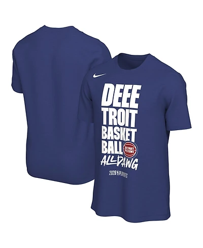Nike Men's and Women's Blue Detroit Pistons 2026 Nba Playoffs Mantra T-Shirt