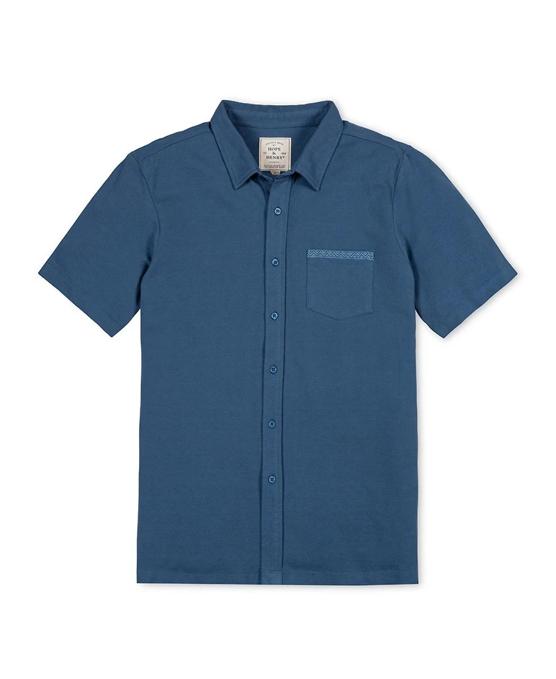 Hope & Henry Men's and Organic Pique Short Sleeve Shirt