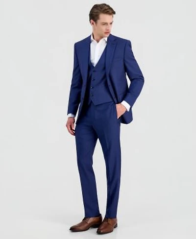 Calvin Klein Mens Slim Fit Wool Blend Stretch Suit Separates Close Out