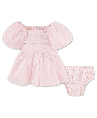 abercrombie kids Baby Girls' Puff Sleeve Dress and Diaper Cover, 2-Piece Set