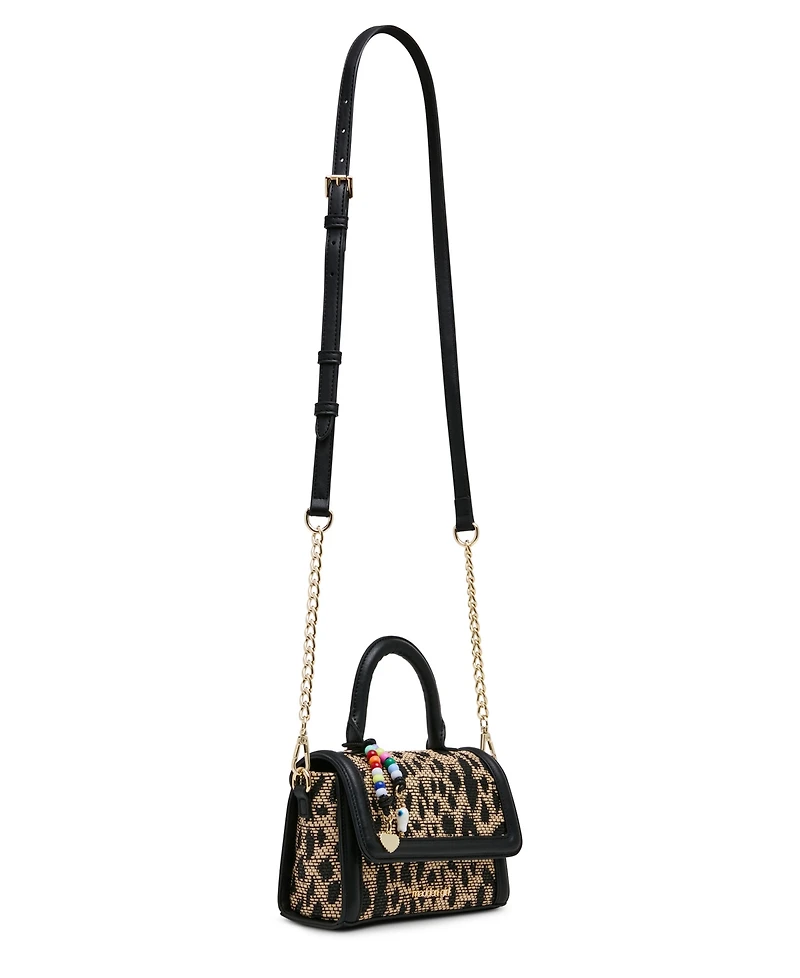 Madden Girl Davinas Straw Mini Top Handle Satchel Handbag