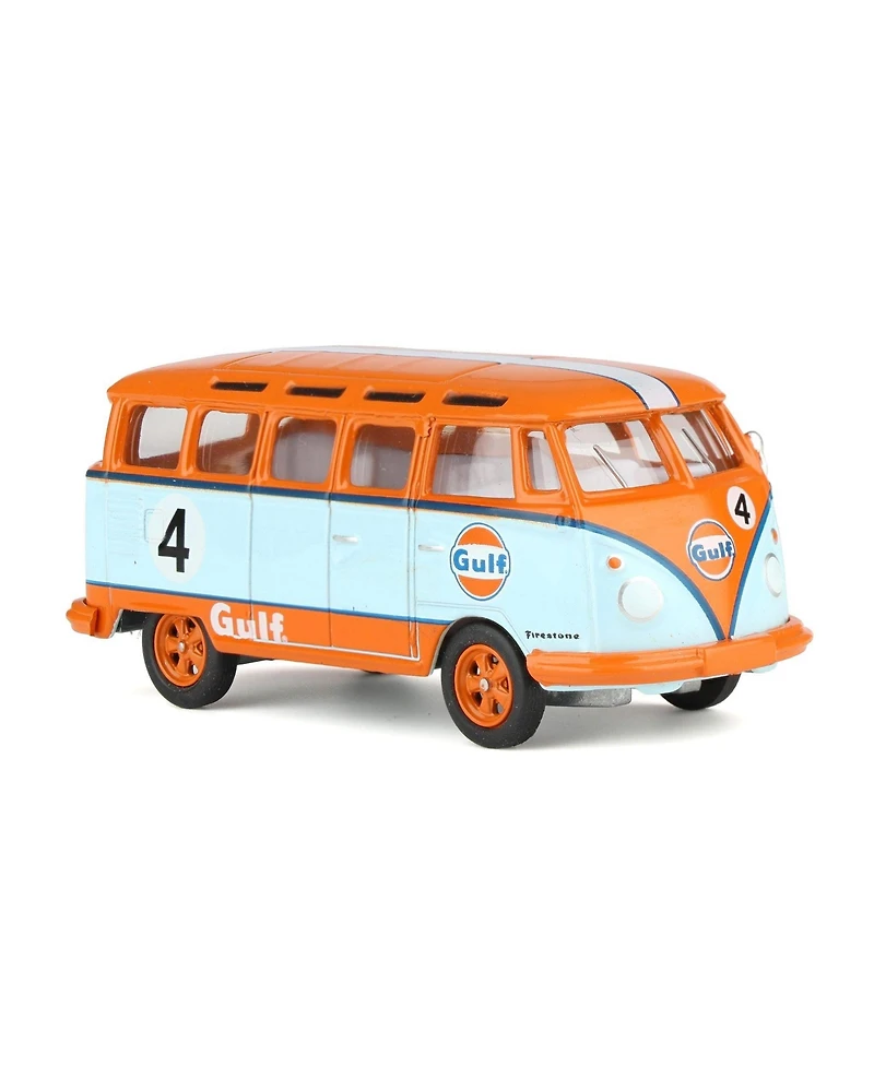 Greenlight 1/64 1964 Volkswagen Samba Bus, Gulf Oil Racing #4, Club Vee-Dub Series 16