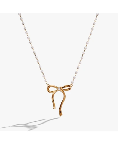 Alex and Ani Bow Pearl Coquette Necklace