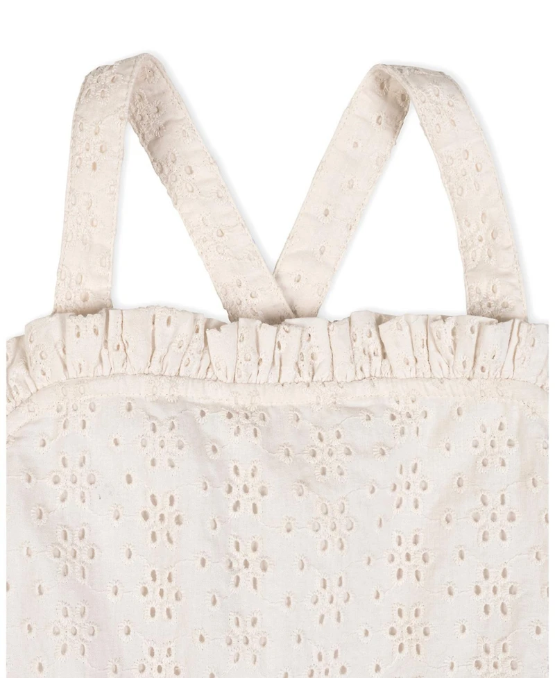 Hope & Henry Little Girls and Organic Ruffle Edge Eyelet Apron Dress