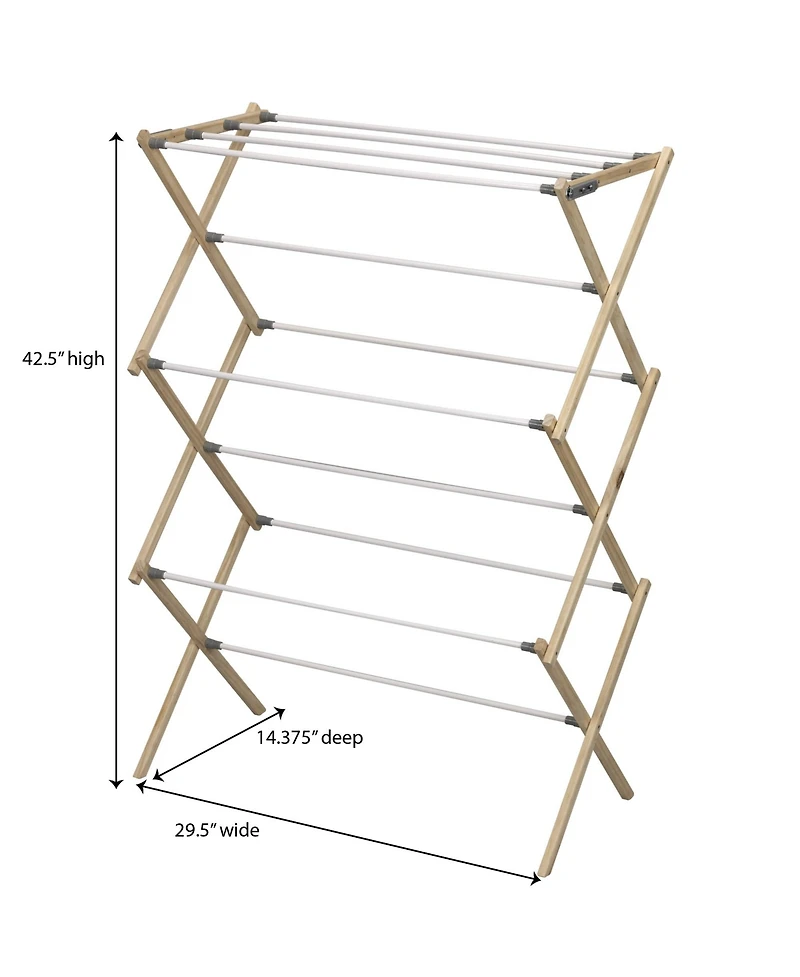 Household Essentials Bamboo Folding Clothes Drying Rack with 11 Dowels