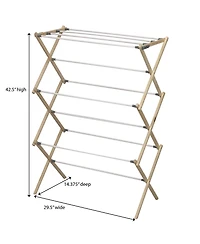 Household Essentials Bamboo Folding Clothes Drying Rack with 11 Dowels