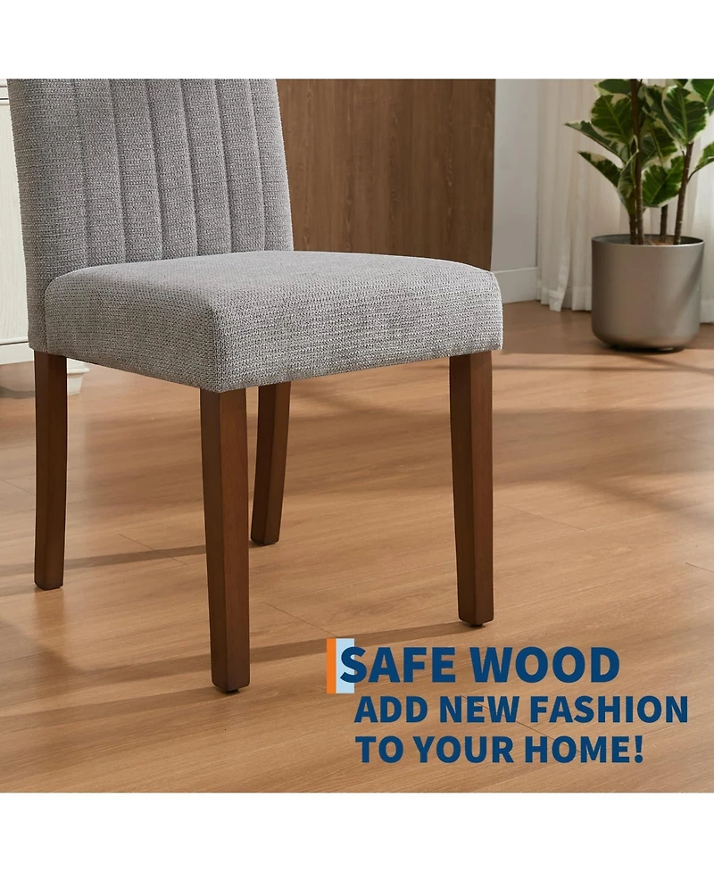 gaomon Set of 6 Modern Linen Fabric Upholstered Dining Chairs, Kitchen Side Chairs with Solid Wood Legs
