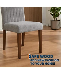 gaomon Set of 6 Modern Linen Fabric Upholstered Dining Chairs, Kitchen Side Chairs with Solid Wood Legs