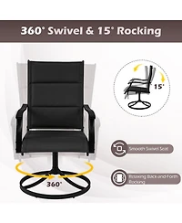 Gouun Padded Swivel Patio Dining Chairs Set of 2 with 360-Degree Rotation and Rocking