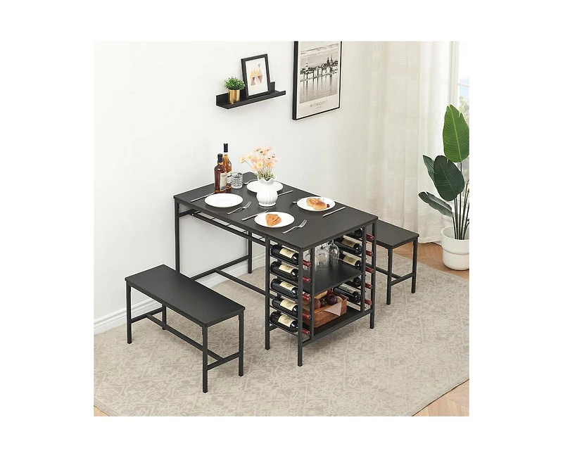 gaomon 3-Piece 4-Person Dining Set with Wine Rack and Storage