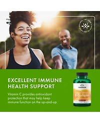 Swanson Vitamin B Complex With Vitamin C Stress Relief, Energy and Immune Health, Nervous System Support, 100 Capsules