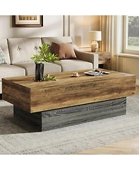 Tribesigns Farmhouse Wood Coffee Table, Rustic Large Rectangle Tea Table