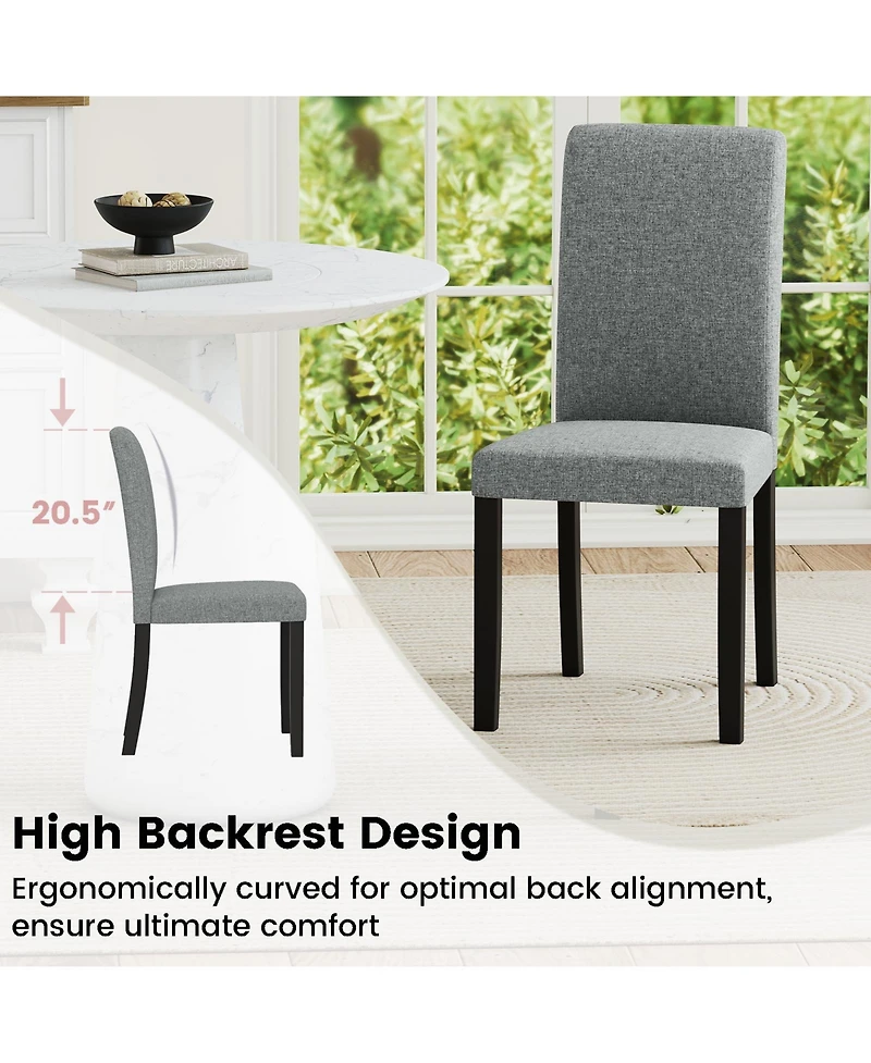 Gymax Dining Chair Set of 2 Mid-Century Modern Fabric Upholstered Parson Chairs