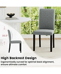 Gymax Dining Chair Set of 2 Mid-Century Modern Fabric Upholstered Parson Chairs