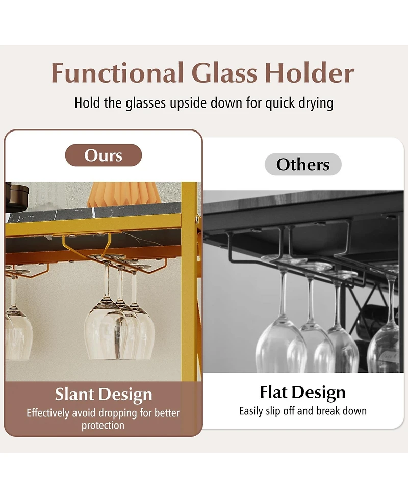 Slickblue 21 Bottle Wine Rack Freestanding Floor Organizer with Glass Holder