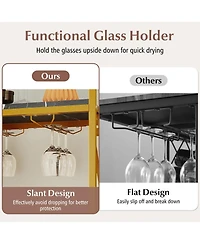 Slickblue 21 Bottle Wine Rack Freestanding Floor Organizer with Glass Holder