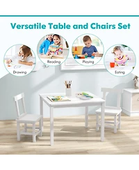 Sugift Wooden Kids Table and 2 Chairs Set with Anti-slip Foot Pads