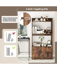 Gouun Freestanding 3-Tier Bookshelf with Open Shelves and Drawer, 21.5 x 11.5 x 41.5 in