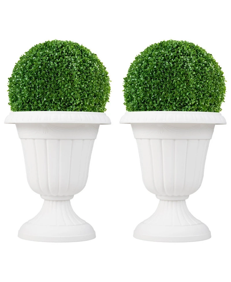 Gouun Vintage Urn Planters Set of 2 with Pedestal Base