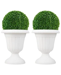 Gouun Vintage Urn Planters Set of 2 with Pedestal Base