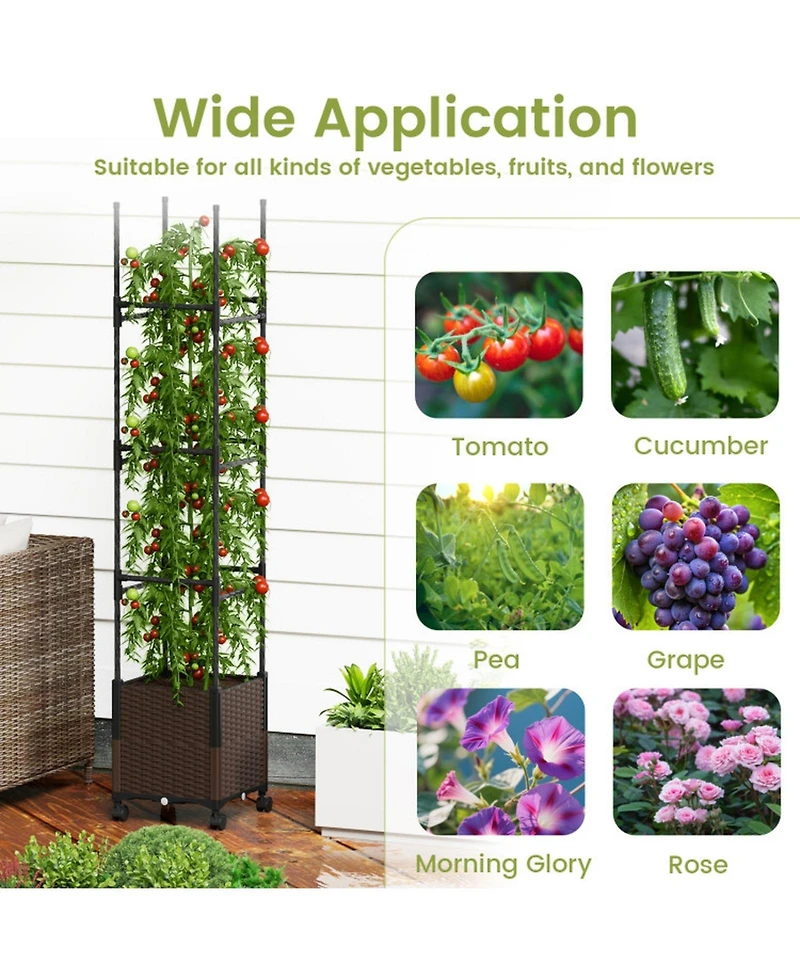 Gouun 87-Inch Tall Raised Planter with Trellis and Self-Watering System
