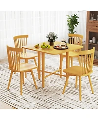 Sugift Foldable Dining Table for 2-4 People with Rubber Wood Legs for Small Space