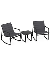 Gouun 3-Piece Outdoor Rocking Bistro Set with Tempered Glass Table