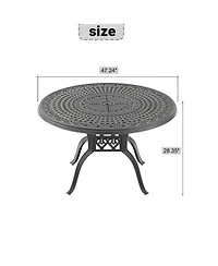 Clihome -inch Cast Aluminum Patio Dining Table With Frame and Umbrella Hole