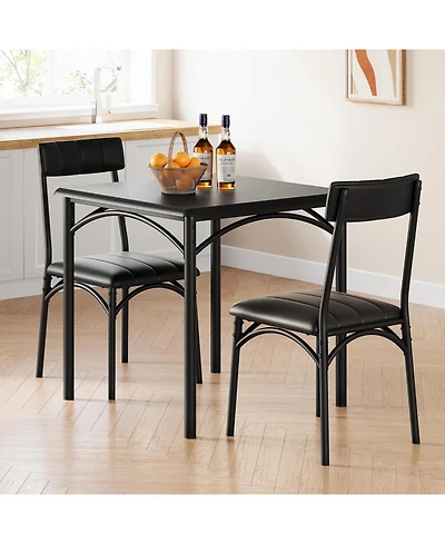 gaomon 2-Piece Wooden Square Dining Table Set with Upholstered Chairs, for Small Spaces and Apartments