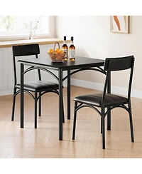 gaomon 2-Piece Wooden Square Dining Table Set with Upholstered Chairs, for Small Spaces and Apartments