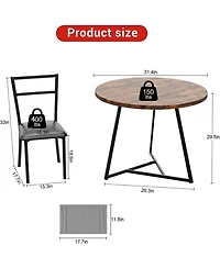 gaomon 3-Piece 2-Person Round Wooden Dining Table Set, for Kitchens and Apartments