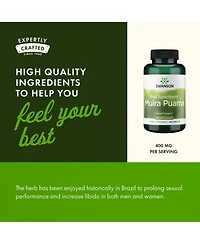 Swanson Muira Puama Root Sexual Health Virility Boost Support Men's Women's Supplement 400 mg 90 Capsules