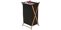 Household Essentials X-Frame Bamboo Hamper, Washable Liner