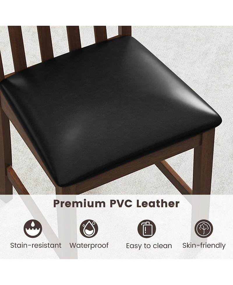 Gymax Wooden Dining Chair Set of 4 with Rubber Wood Frame and Padded Seat Curved Back