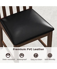 Gymax Wooden Dining Chair Set of 4 with Rubber Wood Frame and Padded Seat Curved Back