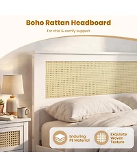 Gouun Full Size Rattan Bed Frame with Storage Drawers
