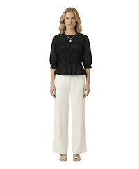 Modenaire Women's Smocked Peplum Puff-Sleeve Blouse