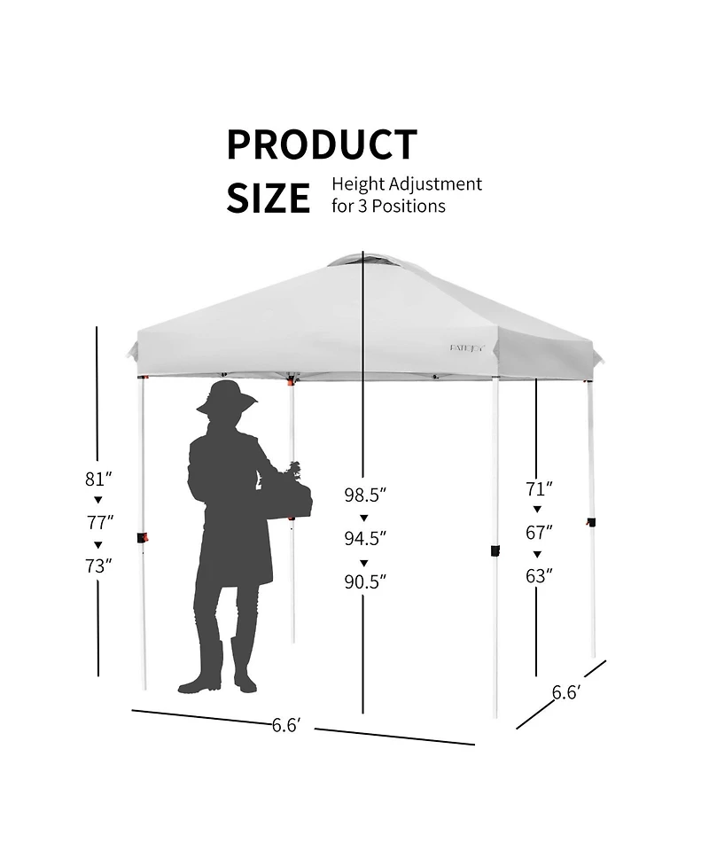 Sugift 6.6 x 6.6 Feet Outdoor Pop Up Camping Canopy Tent with Roller Bag