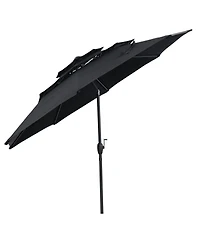 Sugift 10 ft 3-tier Vented Patio Umbrella with Push Button Tilt