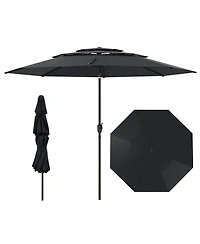 Sugift 10 ft 3-tier Vented Patio Umbrella with Push Button Tilt
