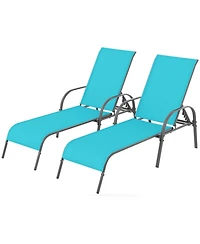 Gouun 2-Piece Outdoor Patio Lounge Chair Set with 5-Position Adjustable Reclining Backrest