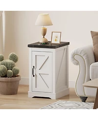 gaomon Home Farmhouse Nightstand End Table. Wood Storage Bedside Cabinet with Cord Management