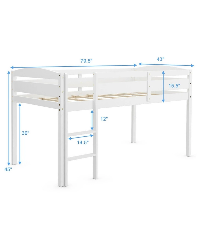 Gouun Kids Twin Low Loft Bed with Ladder and Protective Guard Rail