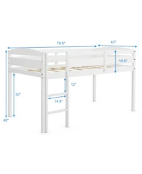 Gouun Kids Twin Low Loft Bed with Ladder and Protective Guard Rail