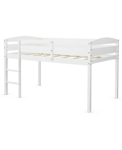 Gouun Kids Twin Low Loft Bed with Ladder and Protective Guard Rail