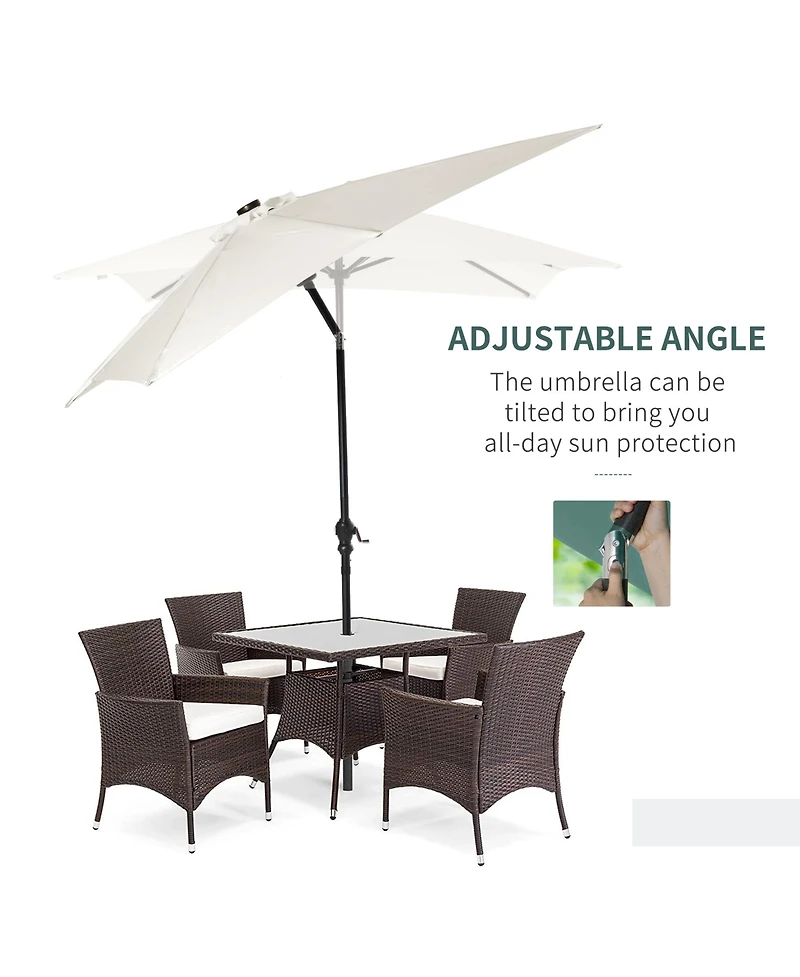 Outsunny 9' x 7' Solar Umbrella, Patio Umbrella with Led Lights
