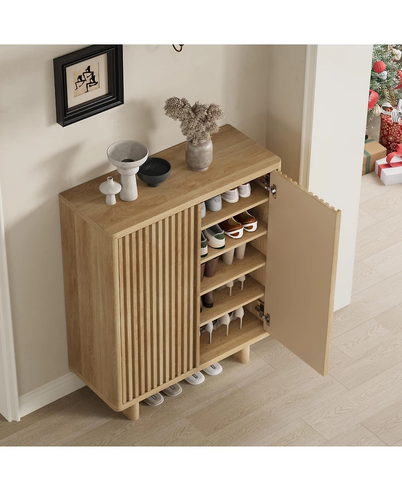 gaomon 41.5 Inch Shoe Cabinet with Fluted Door, 5-Tier Storage with 4 Adjustable Shelves