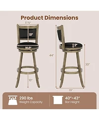 Slickblue 29 Inch Wooden Counter Height Stools 2 Piece Swivel Bar Chair Set